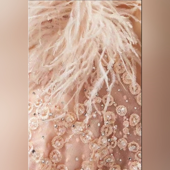 NWT Mac Duggal Peach Embellished One Shoulder A Line Gown - Picture 4 of 9